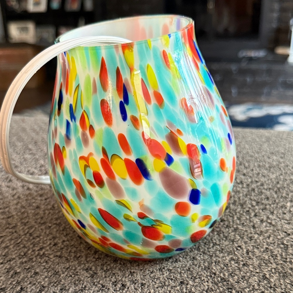 Vibrant Multicolor Art Glass Pitcher